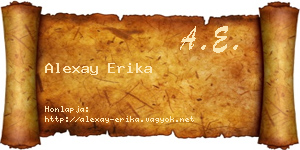 Alexay Erika névjegykártya